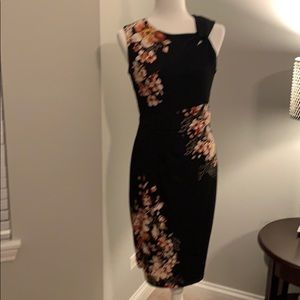 WHBM Black Floral Machine Washable Dress Size 4